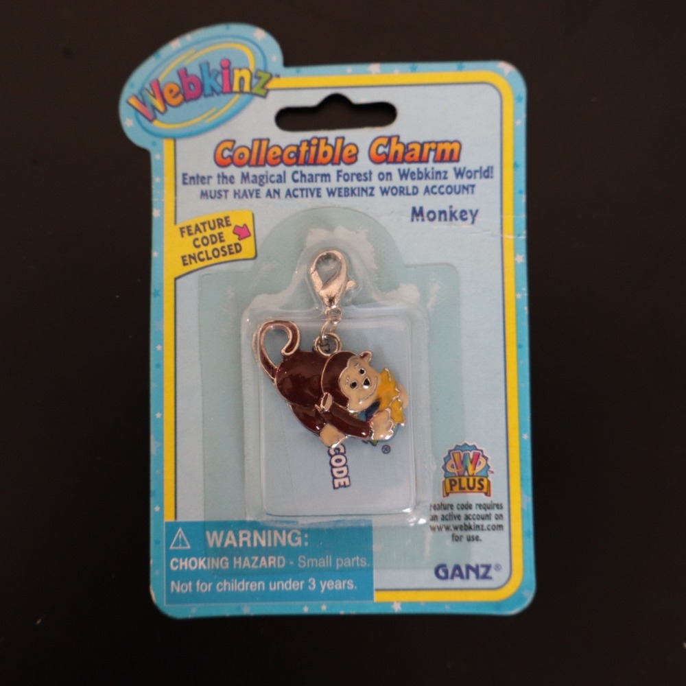 Webkinz Monkey Collectible Charm by Ganz NEW with Code